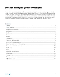 10 Apr 2020: Global Logistics Operations COVID-19 Update