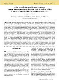 Alien Herpetofauna Pathways, Invasions, Current Management Practices and Control Method Ethics: a Review of Some Significant Problems in the USA