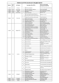 Details of All Vfcs Functional in Hooghly District AC Name of the Nodal District AC Name Location of the Vfcs No