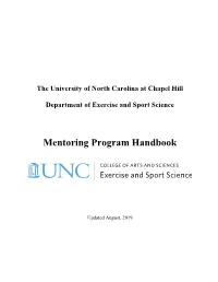 EXSS Mentoring Program Handbook with Appendices