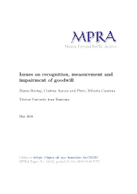 Issues on Recognition, Measurement and Impairment of Goodwill