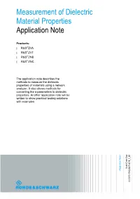 Measurement of Dielectric Material Properties Application Note