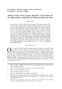 Reflecting on Hannah Arendt and Eichmann in Jerusalem: a Report on the Banality of Evil