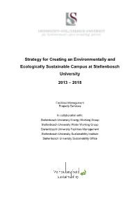 Strategy for Creating an Environmentally and Ecologically Sustainable Campus at Stellenbosch University