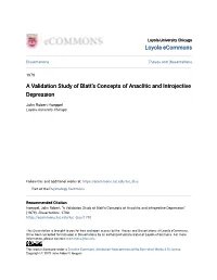 A Validation Study of Blatt's Concepts of Anaclitic and Introjective Depression