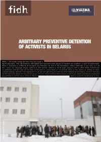 Arbitrary Preventive Detention of Activists in Belarus