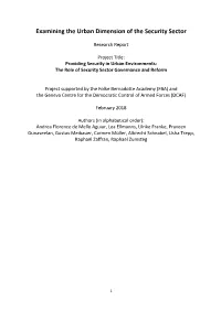 Examining the Urban Dimension of the Security Sector