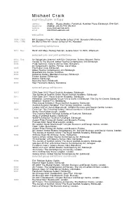Michael Craik Curriculum Vitae