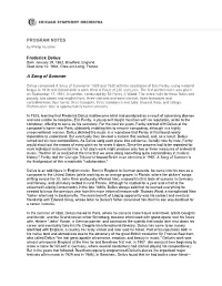 PROGRAM NOTES Frederick Delius a Song of Summer