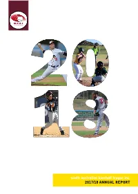 South Australian Baseball League Inc. 2017/18 ANNUAL REPORT
