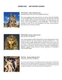 SPRING 2019 ART HISTORY COURSES with Images
