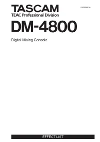 TASCAM DM-4800 Effect List Effect Parameter List