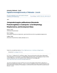 Umingmakstrongylus Pallikuukensis (Nematoda: Protostrongylidae) in Gastropods: Larval Morphology, Morphometrics, and Development Rates