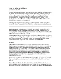 How to Write for Williams Last Updated July 2007