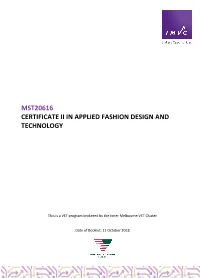 Mst20616 Certificate Ii in Applied Fashion Design and Technology