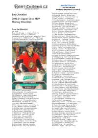 Set Checklist 2020-21 Upper Deck MVP Hockey Checklist