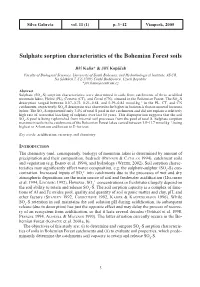 Sulphate Sorption Characteristics of the Bohemian Forest Soils