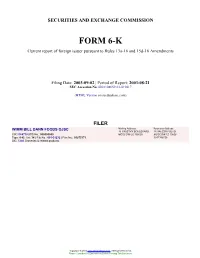 WIMM BILL DANN FOODS OJSC (Form: 6-K, Filing Date: 09/02/2003)