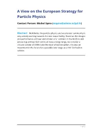 A View on the European Strategy for Particle Physics
