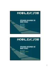 Application Development for Mobile Devices