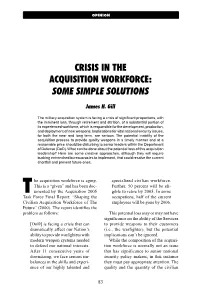 Crisis in the Acquisition Workforce: Some Simple Solutions