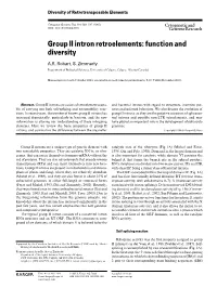 Group II Intron Retroelements: Function and Diversity