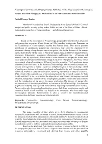 How to Deal with Parapsychic Phenomena in an Extraterrestrial Environment?