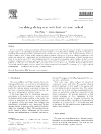 Simulating Sliding Wear with Finite Element Method