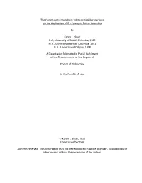 The Community Conundrum: Metis Critical Perspectives on the Application of R V Powley in British Columbia