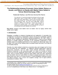 The Relationship Between Economic Value Added, Return on Assets, and Return on Equity with Market Value Added in Tehran Stock Exchange (TSE)