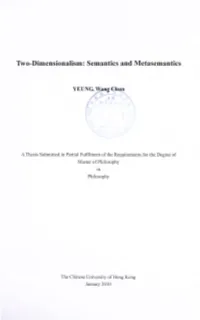 Two-Dimensionalism: Semantics and Metasemantics