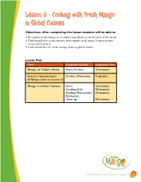 Lesson 5 – Cooking with Fresh Mango in Global Cuisines