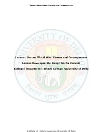 Lesson : Second World War: Causes and Consequences Lesson