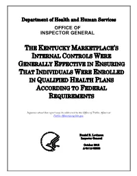 The Kentucky Marketplace's Internal Controls Were Generally Effective In