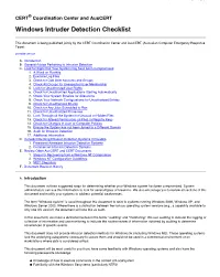 Windows Intruder Detection Checklist