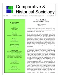 Fall 2005 Newsletter of the ASA Comparative and Historical Sociology Section Volume 17, No