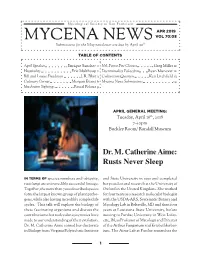 MYCENA Newsth Submissions for the May Newsletter Are Due by April 20