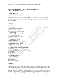 Origin, Texture, and Classification of Metamorphic Rocks - Teklewold Ayalew