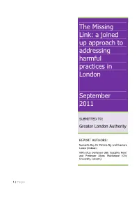 The Missing Link: a Joined up Approach to Addressing Harmful Practices in London