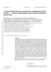 A Quartet of Black Holes and a Missing Duo: Probing the Low-End of the MBH − Σ Relation with the Adaptive Optics Assisted Integral-ﬁeld Spectroscopy