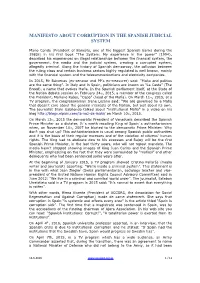 Manifesto About Corruption in the Spanish Judicial System