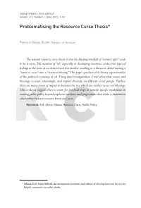Problematising the Resource Curse Thesis*