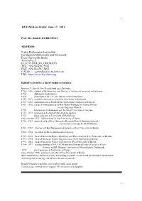 REVISED on Friday, June 17, 2011 Prof. Dr. Rudolf GORENFLO