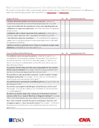 Risk Control Self-Assessment Checklist for Nurse