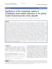 Significance of the Orexinergic System in Modulating Stress-Related