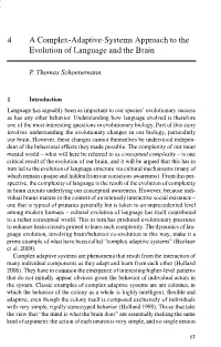 4 a Complex-Adaptive-Systems Approach to the Evolution of Language and the Brain