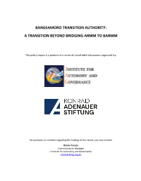 Bangsamoro Transition Authority: a Transition Beyond Bridging Armm to Barmm