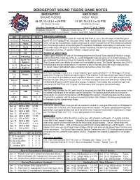 Bridgeport Sound Tigers Game Notes