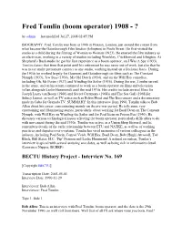 Fred Tomlin (Boom Operator) 1908 - ? by Admin — Last Modified Jul 27, 2008 02:45 PM