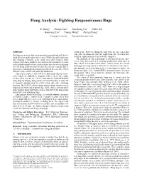 Hang Analysis: Fighting Responsiveness Bugs